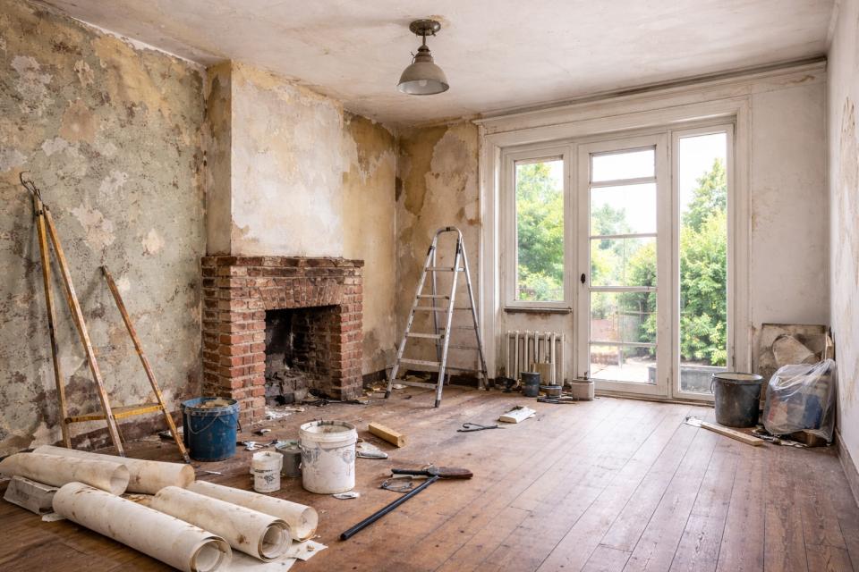 Woonkamer van een kluswoning